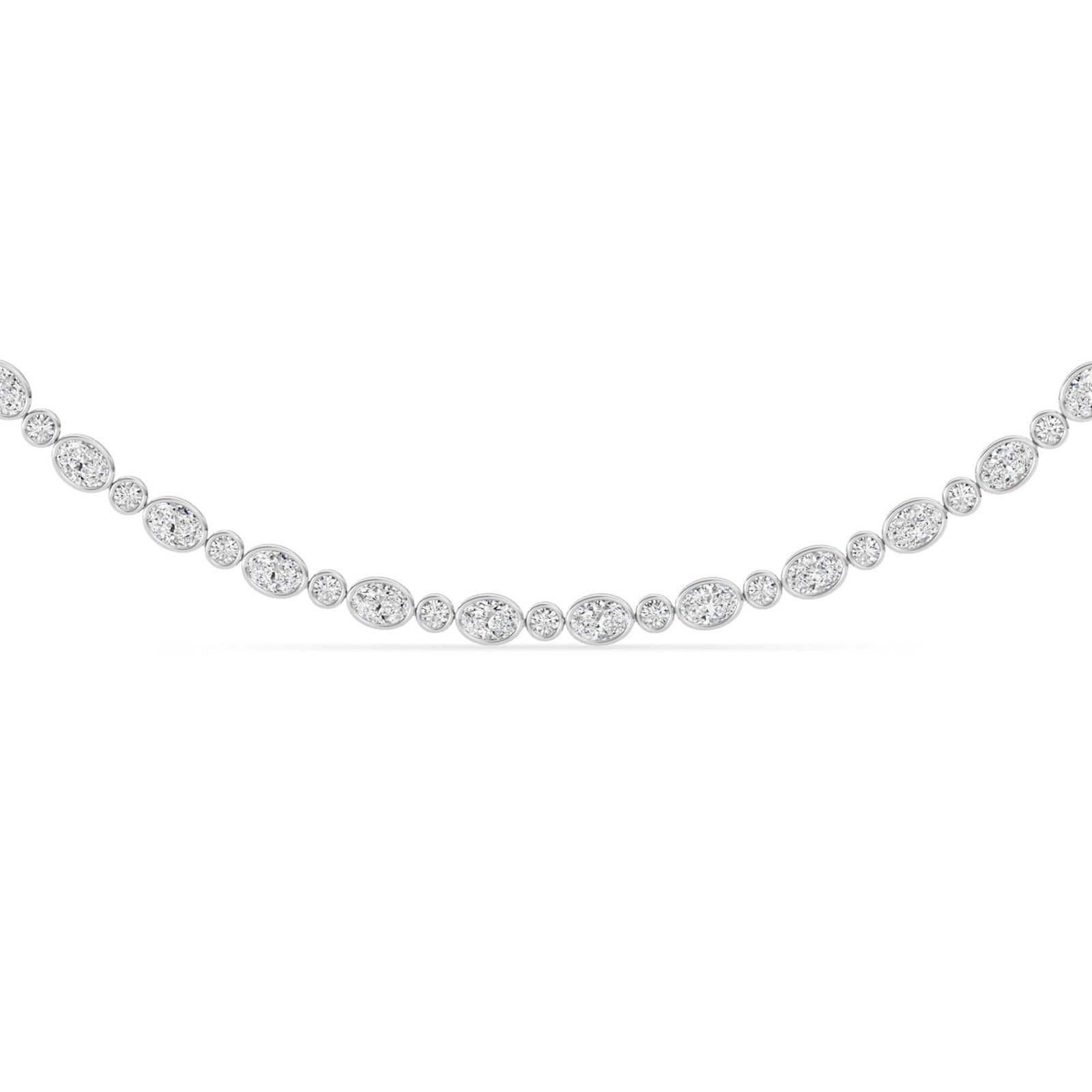 Bezel Set Big and Small Oval Riviera Necklace