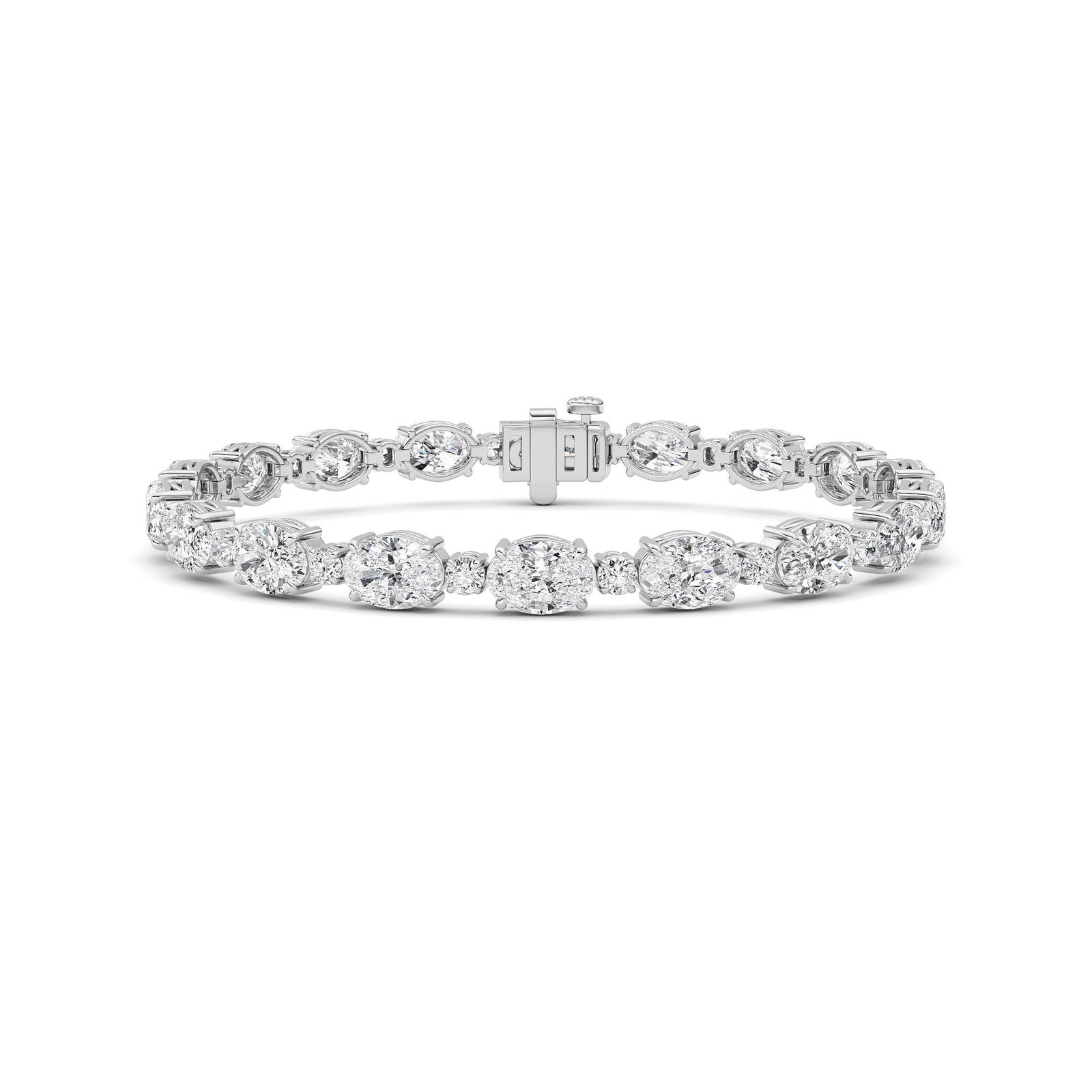 East West Oval and Round Tennis Bracelet