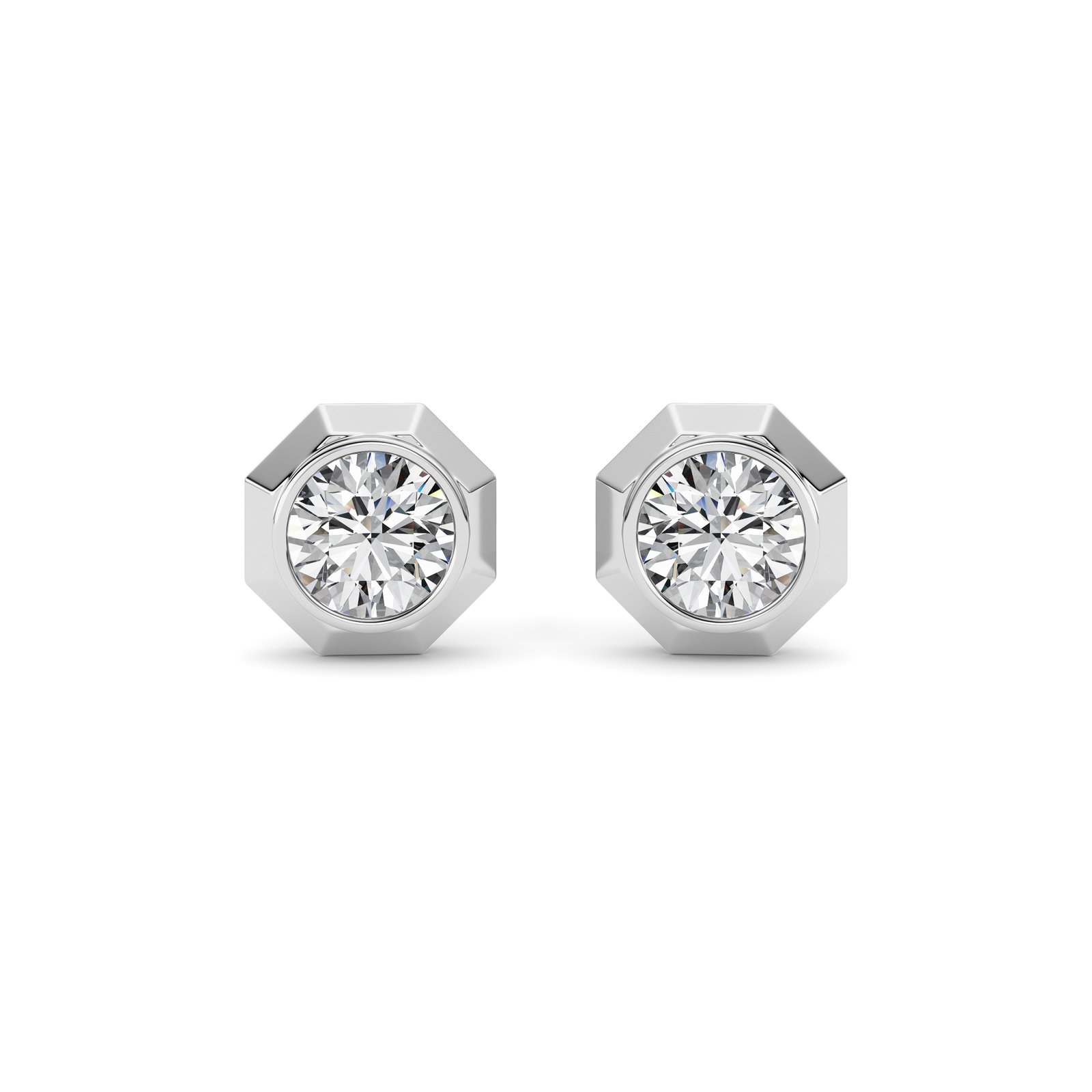 Bezel Round Stud Earring