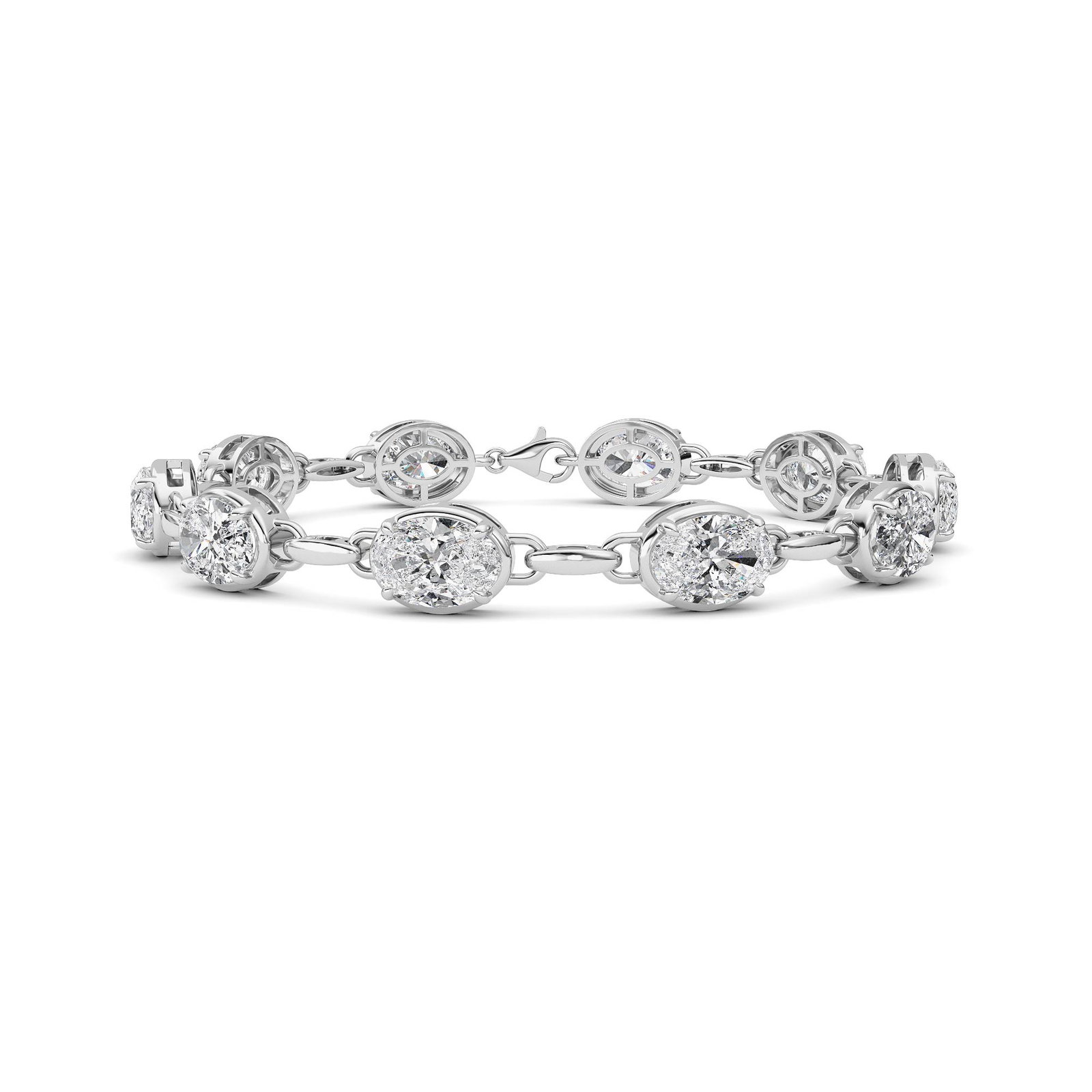 Bezel Link Oval Tennis Bracelet