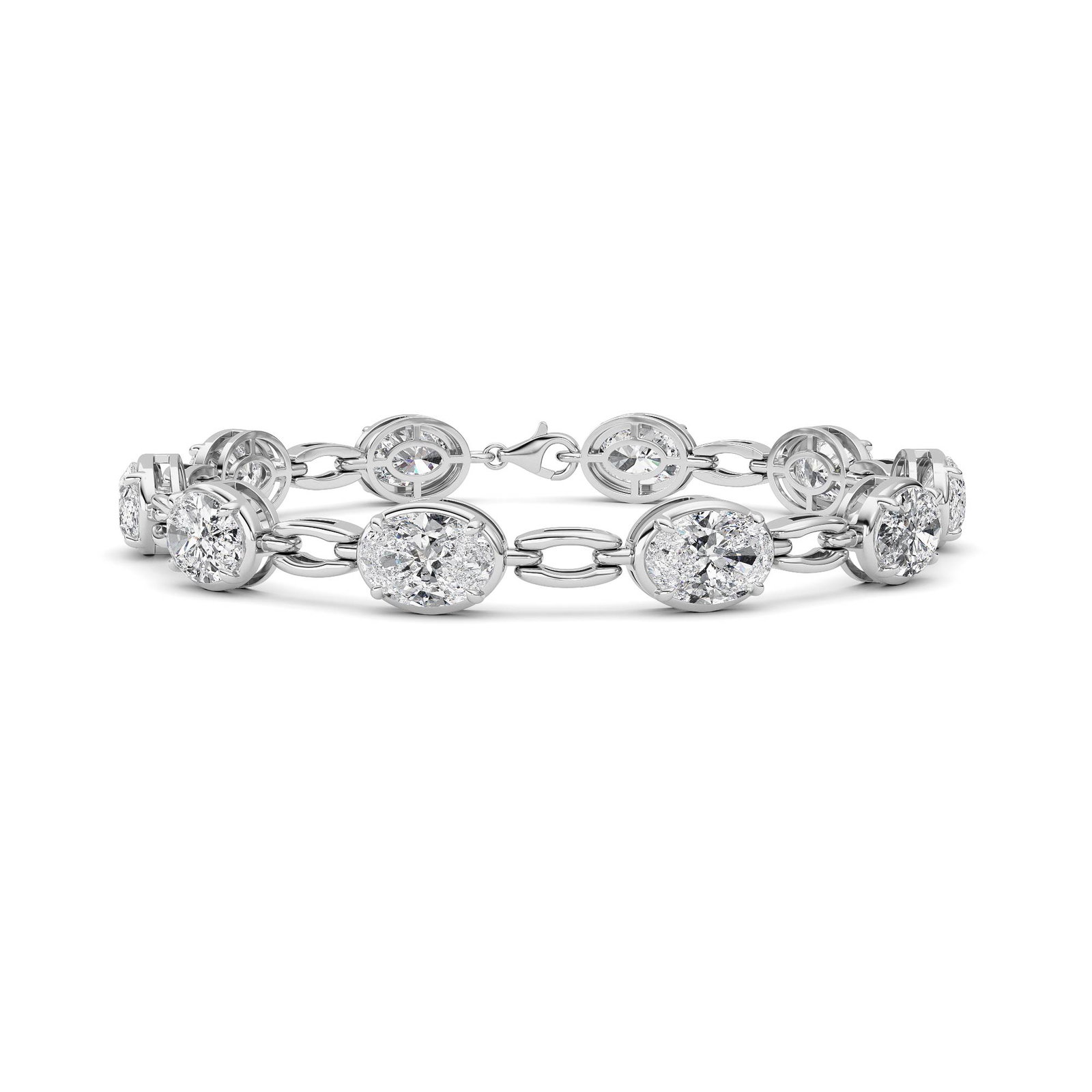 Bezel Link Oval Tennis Bracelet