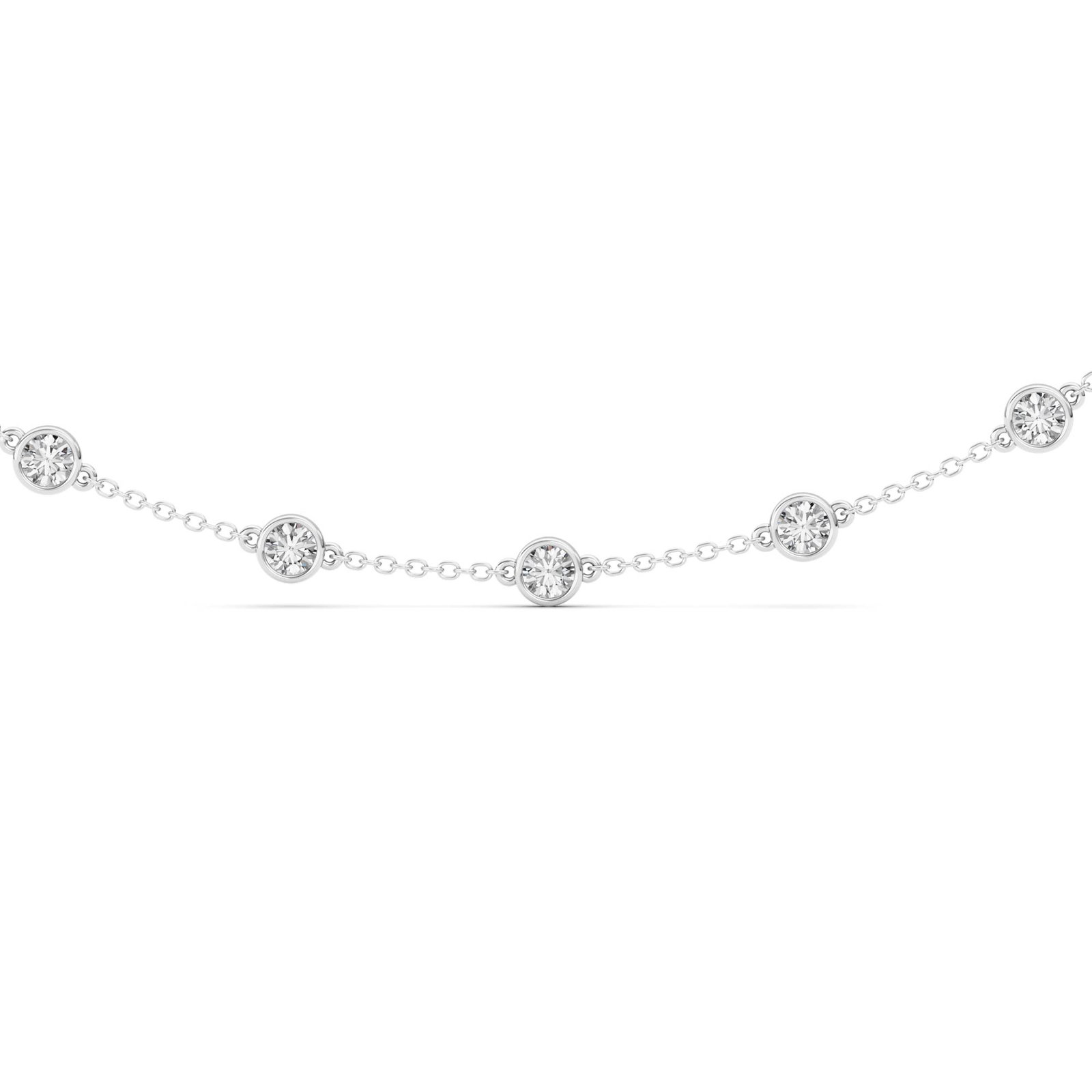 Bezel Round Diamond By the Yard Necklace