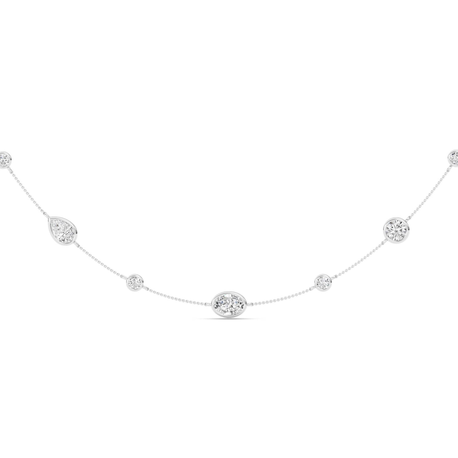 Bezel Multi Diamond By the Yard Necklace