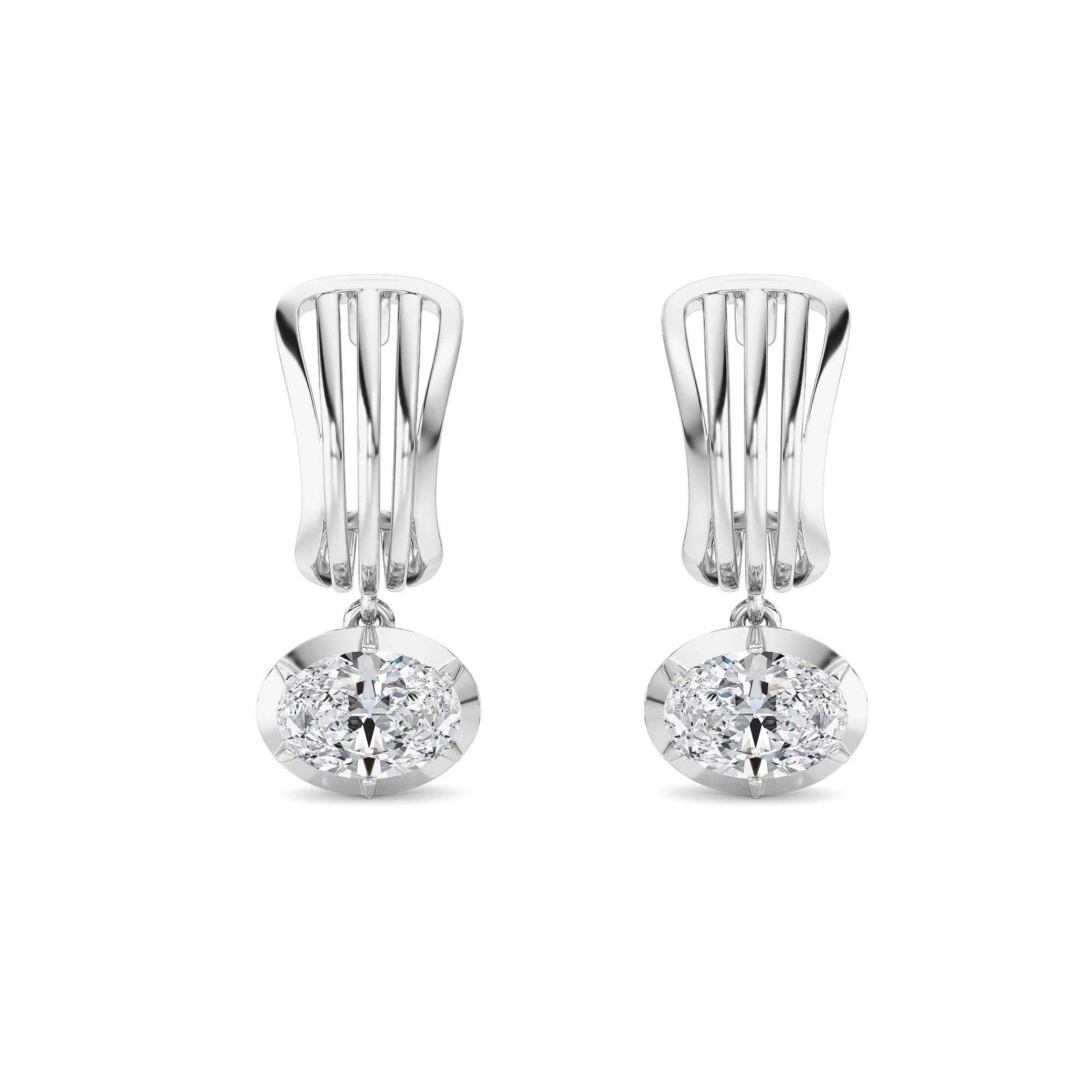 Solitaire Oval J- Hoop Earring