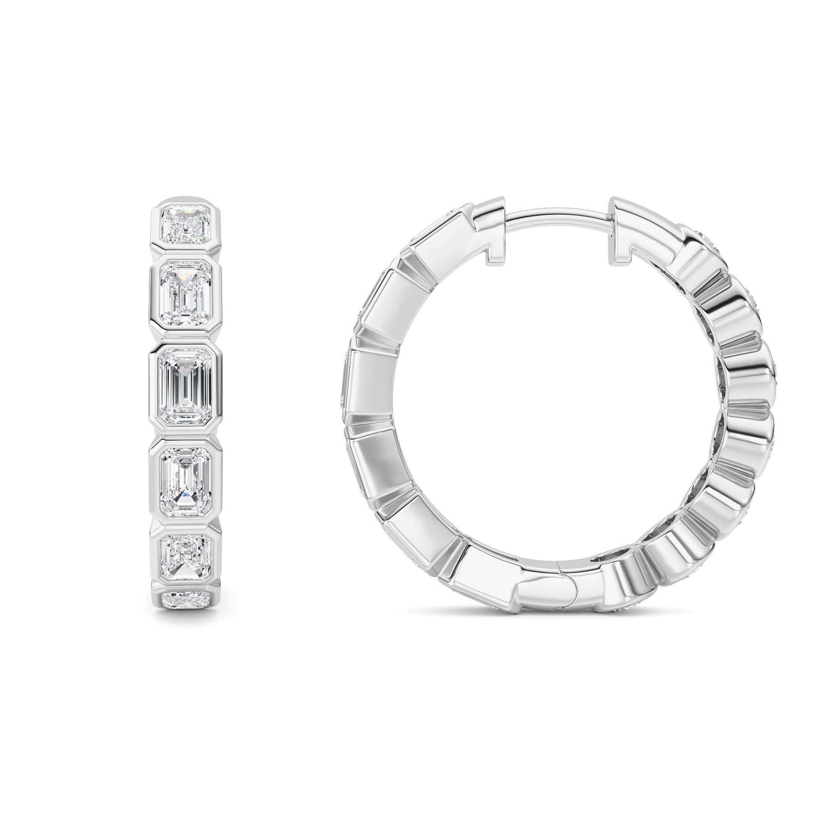 Emerald-Round Hoop Earrings