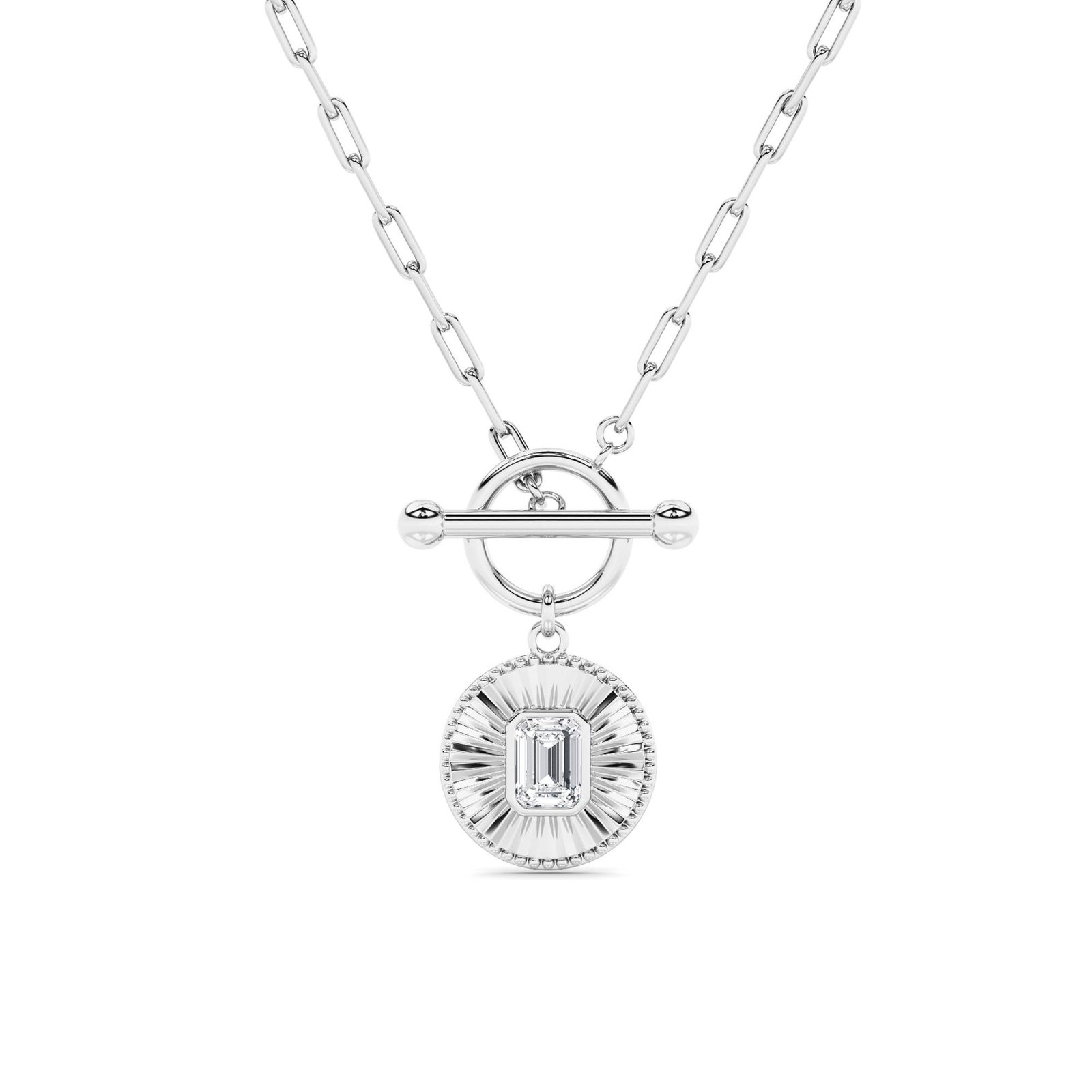 ToggleCircle Emerald Solitaire Necklace