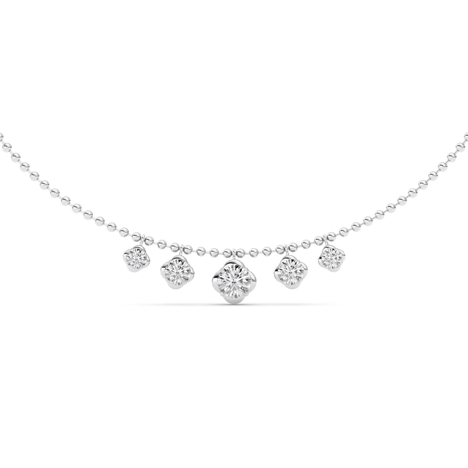 Five Stone Round Ball Bead Necklace