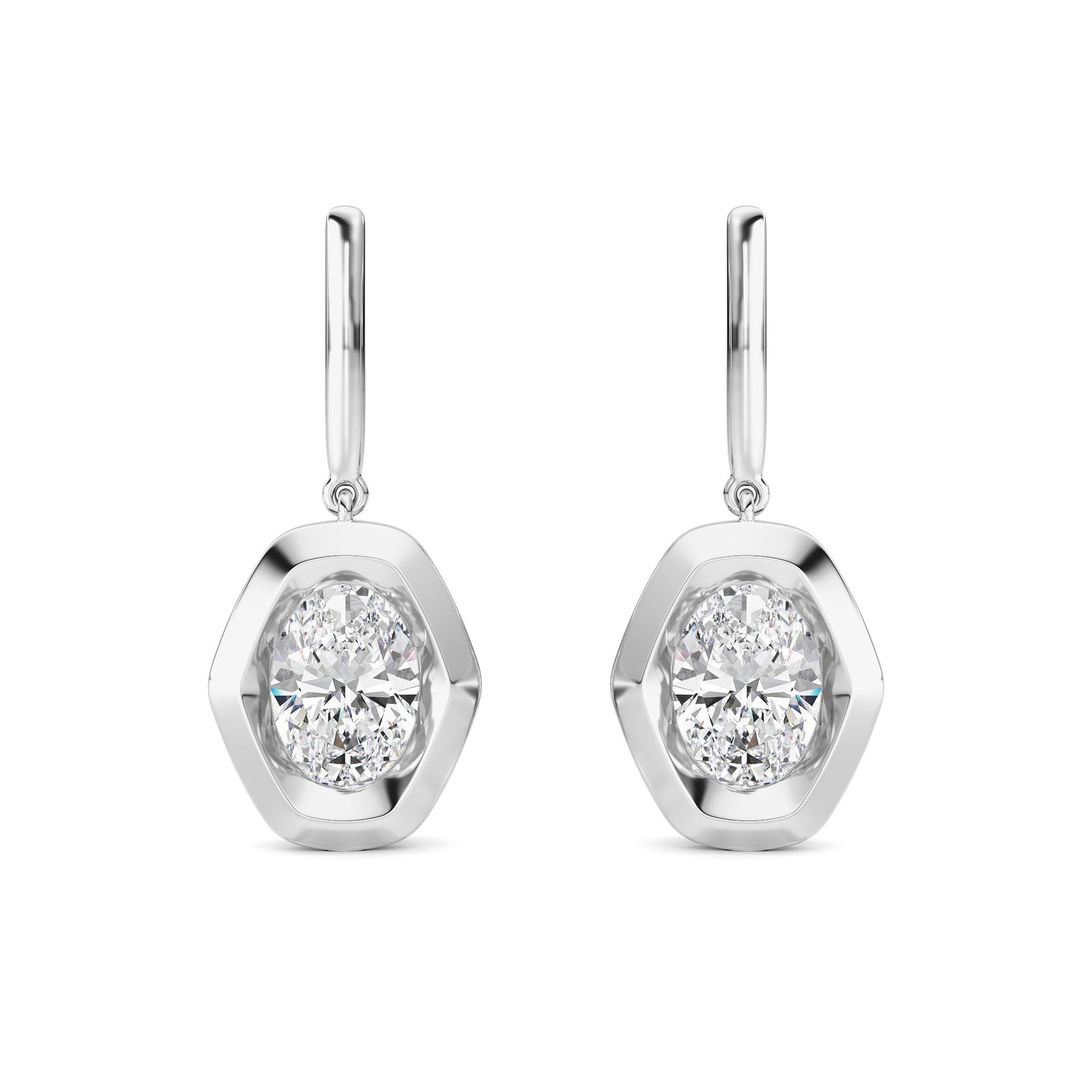 Bezel Solitaire Oval Dangle Earring