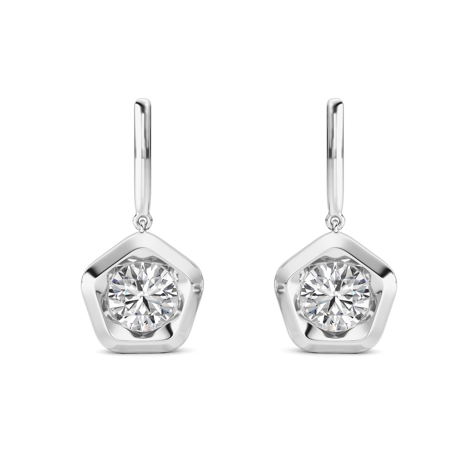 Bezel Solitaire Round Dangle Earring