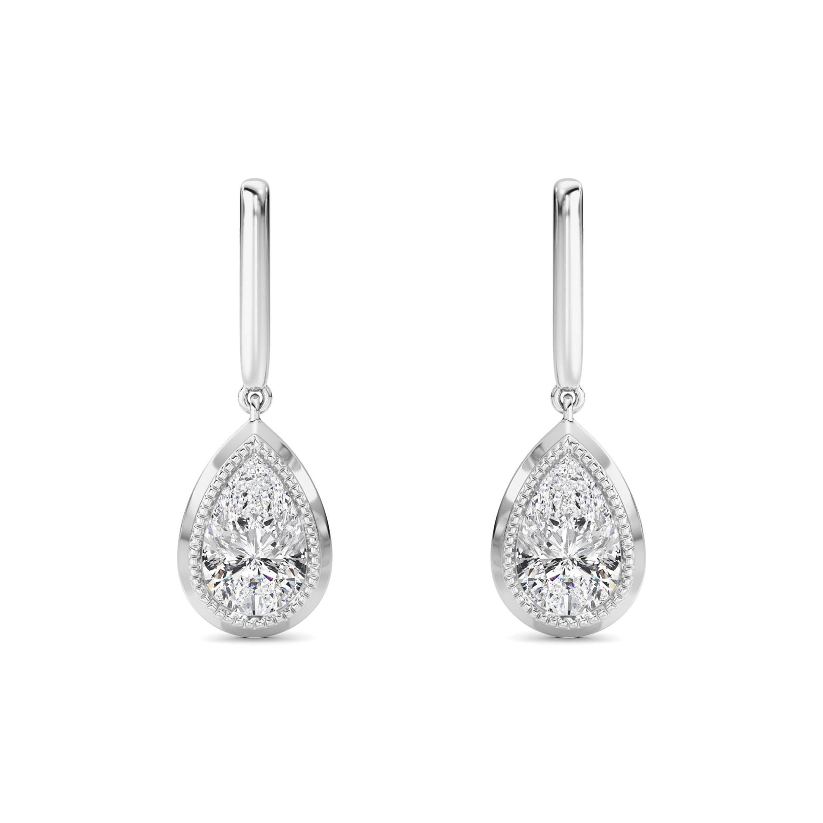 Bezel Solitaire Pear Dangle Earring
