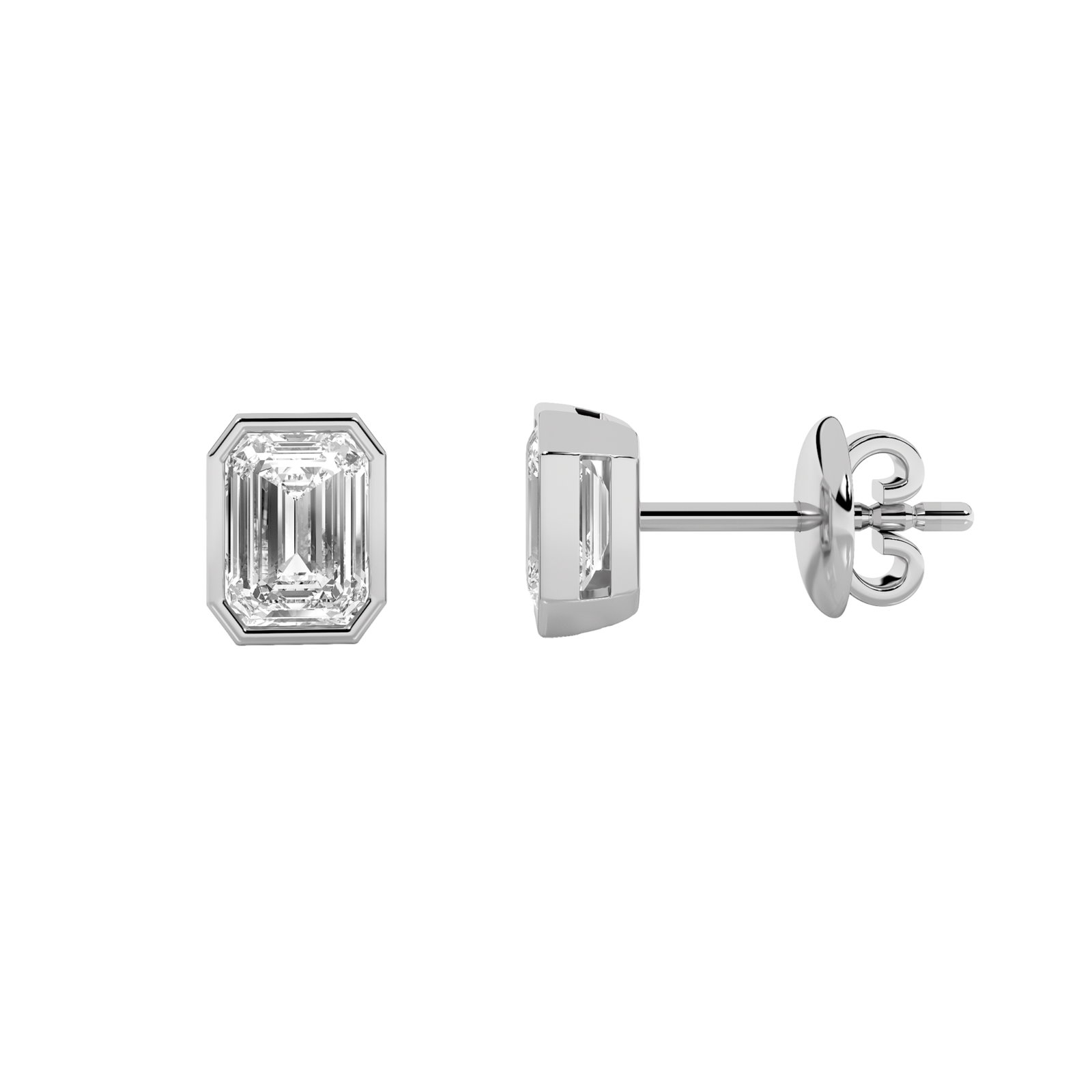 Bezel Emerald Stud Earrings