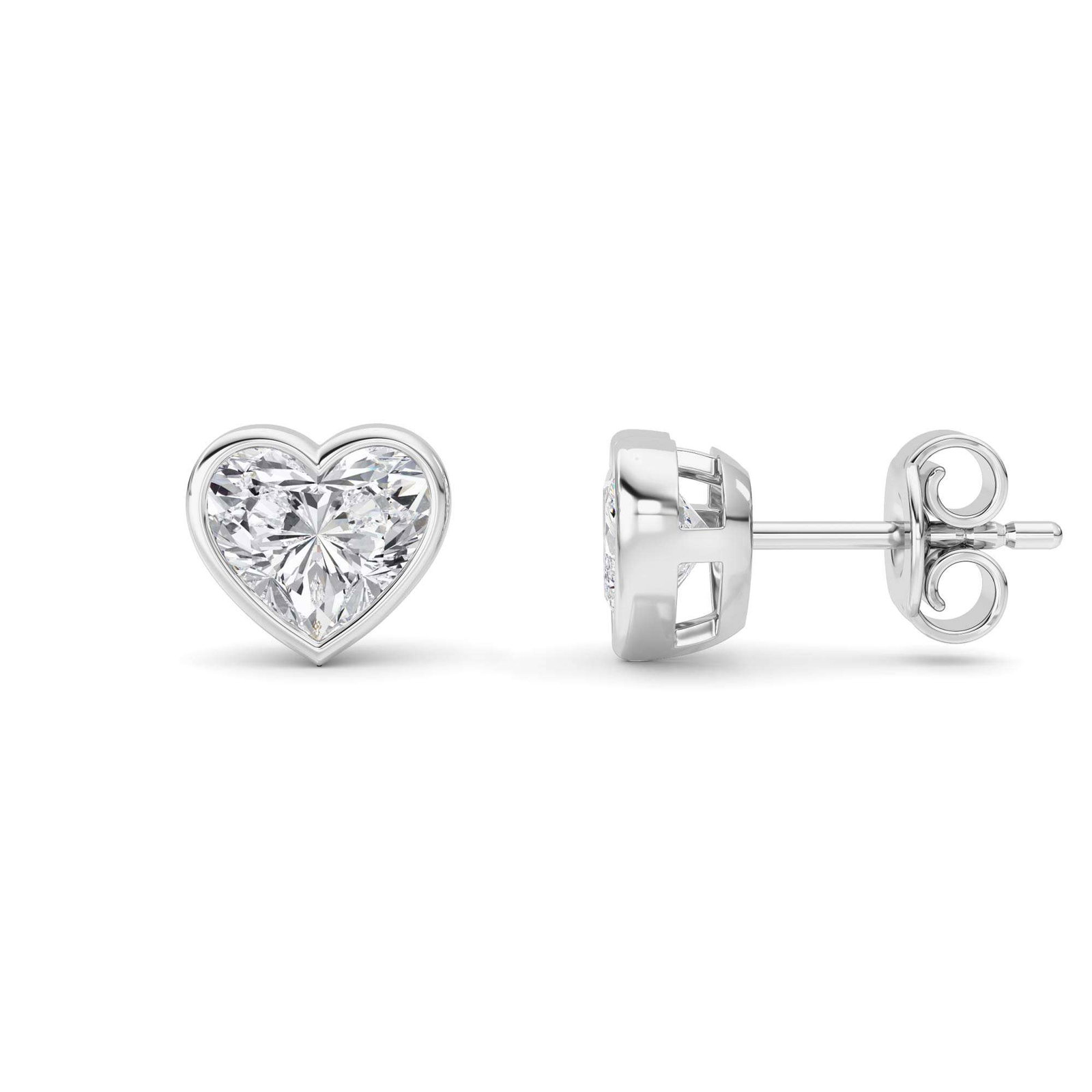 Bezel Heart Stud Earrings
