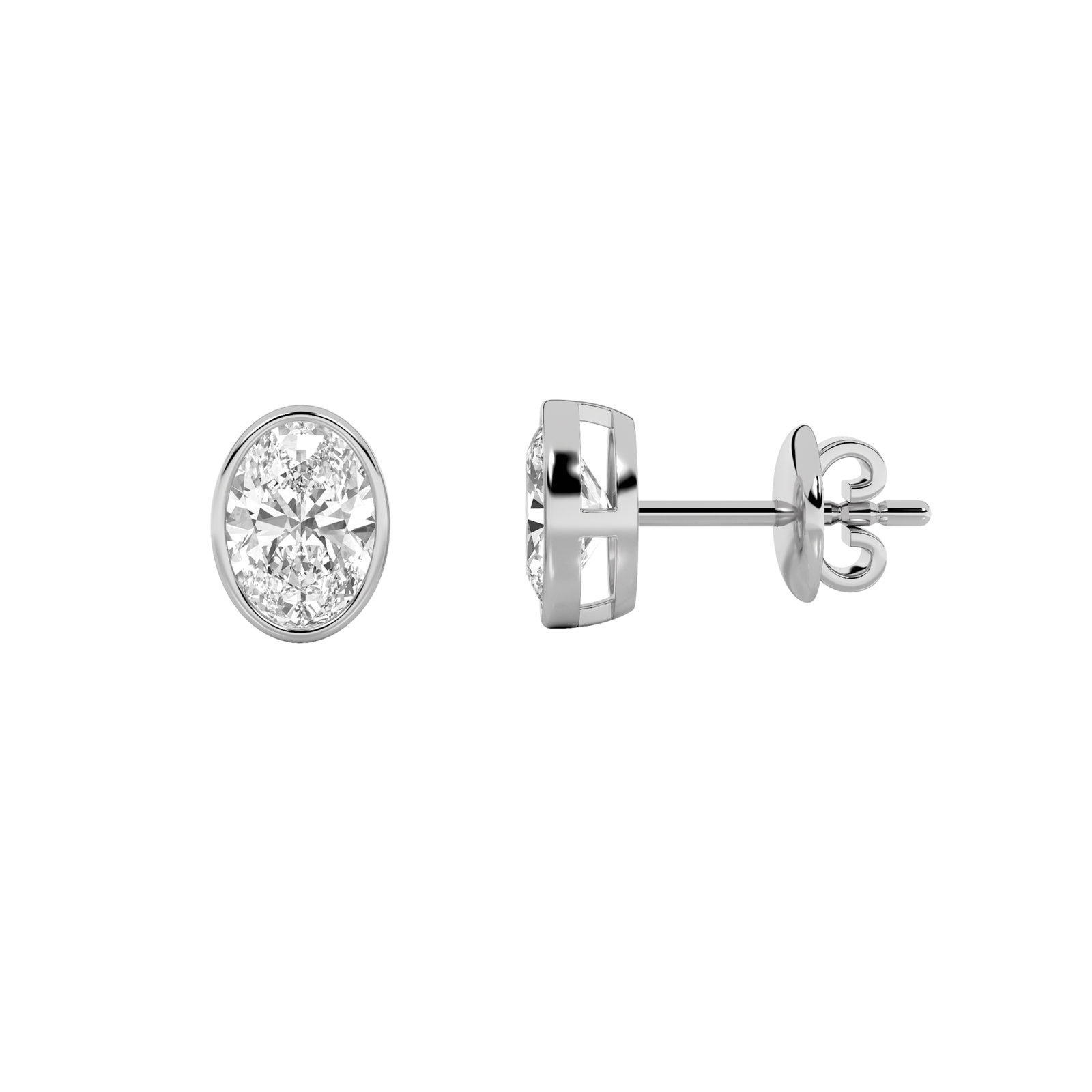 Bezel Oval Stud Earrings