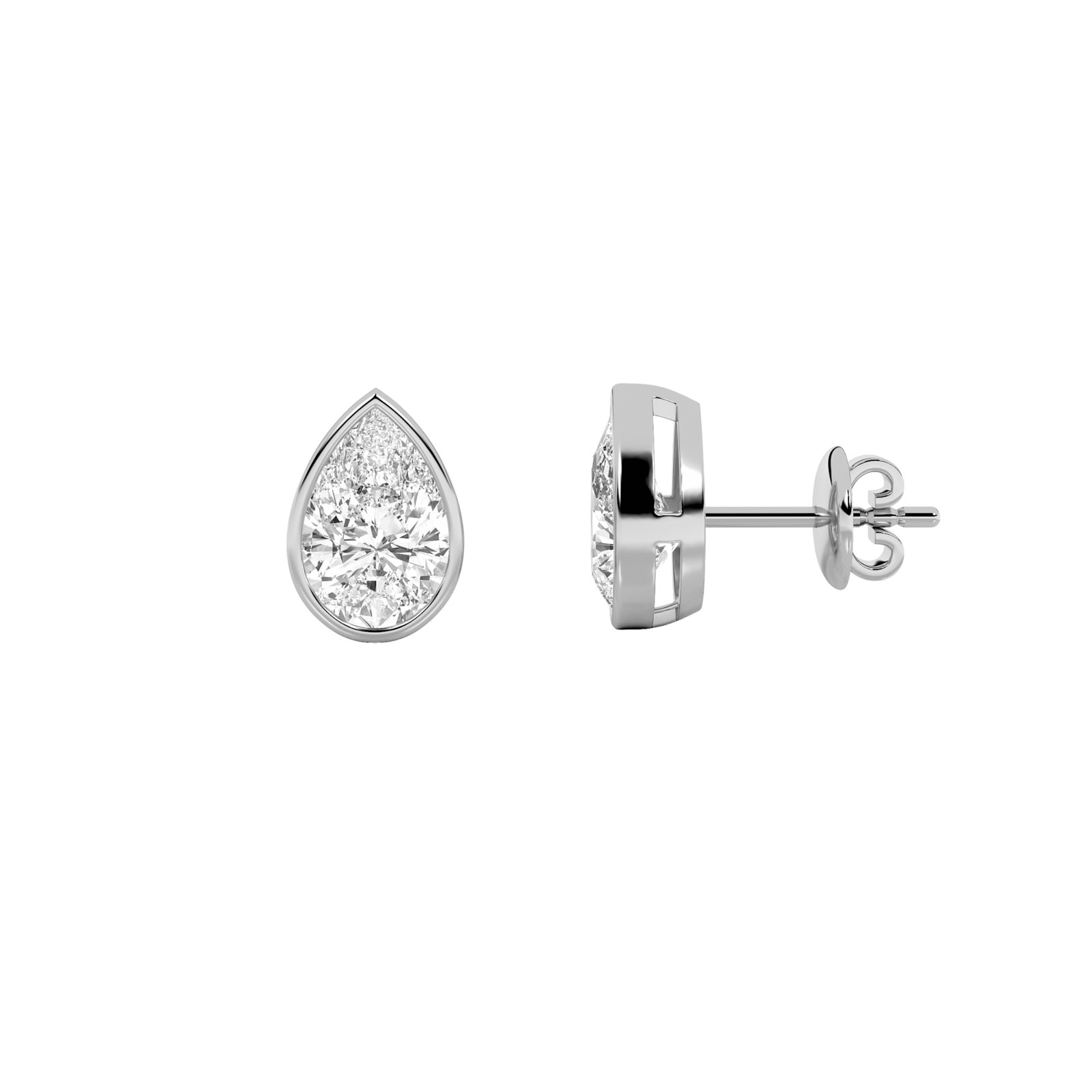 Bezel Pear Stud Earrings