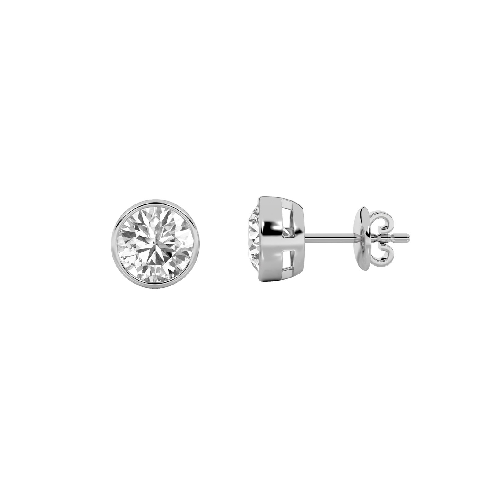 Bezel Round Stud Earrings
