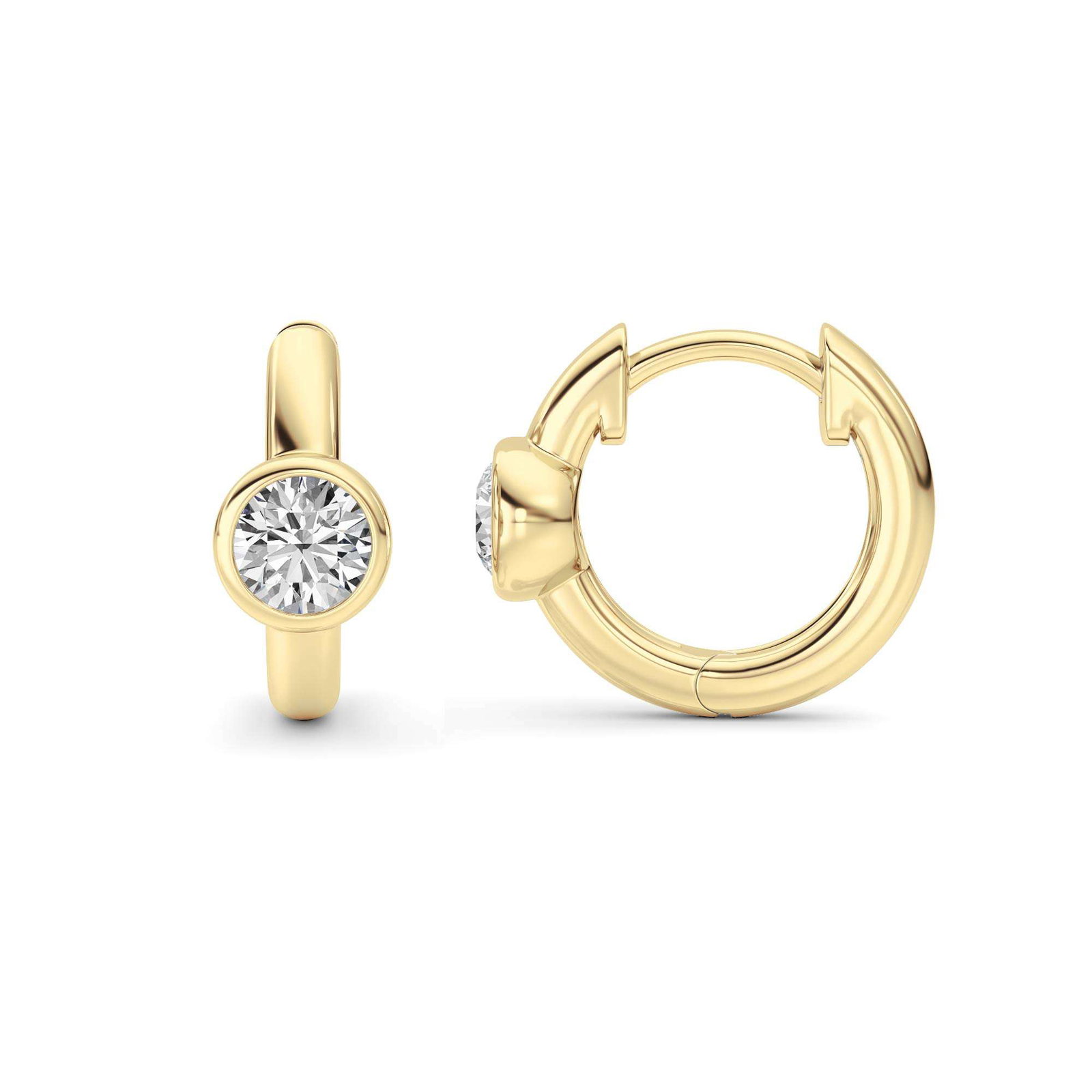 Bezel Round Hoop Earrings